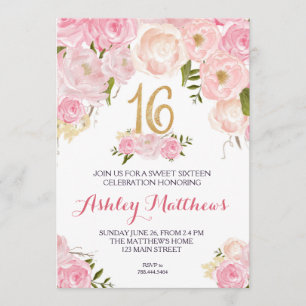sweet sixteen 16-dagars inbjudan till Blommigt,