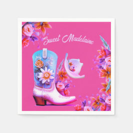 Sweet sixteen 16:e Blommigten Rosa födelsedag Pappersservett