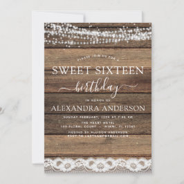 Sweet sixteen 16:e födelsedagen: Rustic Farmhouse Inbjudningar