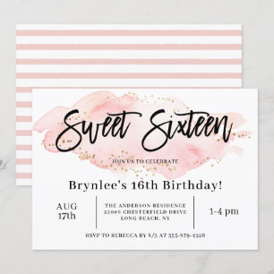 Sweet sixteen 16:e Födelsedagsfesten Inbjudningar