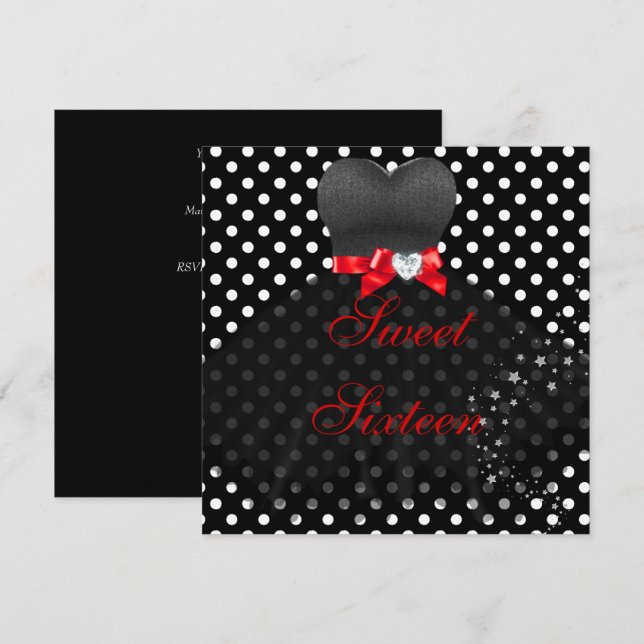 SWEET SIXTEEN 16:e Födelsedagsfesten Inbjudningar (Fram/baksida)