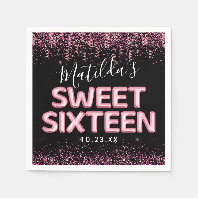 Sweet sixteen 16:e Födelsedagsfesten Pappersservett (Framsidan)