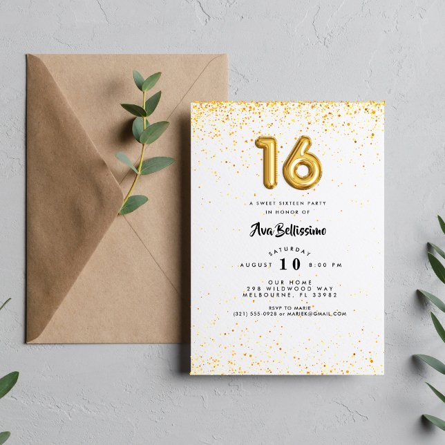 Sweet sixteen 16:e konfetti-Födelsedagsfest Inbjudningar (Skapare uppladdad)