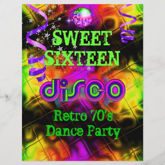 Sweet sixteen 16 Retro 70's Disco Dance Party (Framsida)