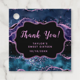 Sweet sixteen av blått Lila Ocean Agate Gåvor Etiketter
