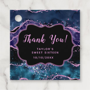 Sweet sixteen av blått Lila Ocean Agate Gåvor Etiketter