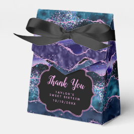 Sweet sixteen av blått Lila Ocean Agate Presentaskar