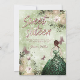Sweet sixteen av fjärilsträdgård för blommigt inbjudningar