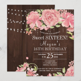 Sweet sixteen av peonies barnwood i Rustisk blomm Inbjudningar