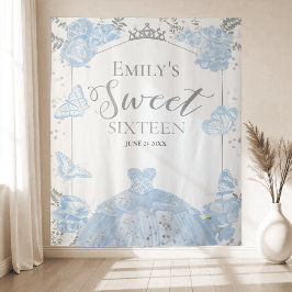 Sweet sixteen BackDrop Butterfly Dusty Blue Dress