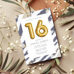 Sweet sixteen Balloon Födelsedagsfest Inbjudningar<br><div class="desc">Söt blue och guld 16-ballongdesign sweet sixteen födelsedagsfest inbjudan. Lägg till din party-information till den här söt blommigt gräns designinbjudan,  perfekt för att fira hennes 16-årsdag.</div>