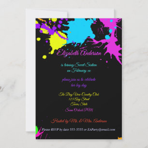 Sweet sixteen, Bat mitzvah, Neon Glow-inbjudan Inbjudningar
