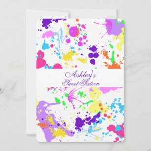 Sweet sixteen Bat mitzvah, Neon Paint-inbjudan Inbjudningar
