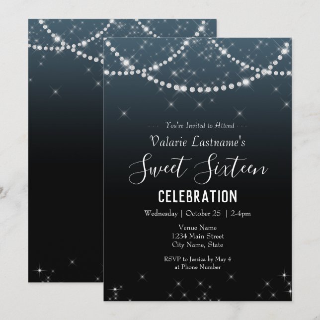 Sweet sixteen Birthday Celebration Ombre Diamond (Fram/baksida)