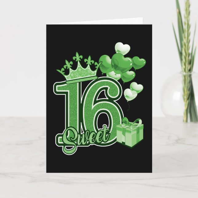 Sweet sixteen Birthday Grönt Kort (Framsida)
