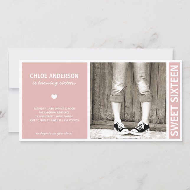 SWEET SIXTEEN | BIRTHDAY-INBJUDAN (Framsida)