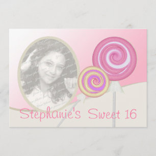 Sweet sixteen Birthday Lollipop Inbjudningar