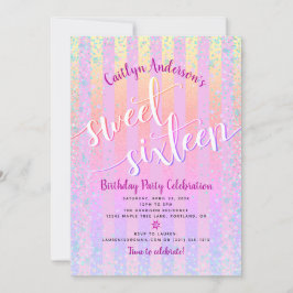 Sweet sixteen Birthday Rosa Lila Ombre Rand Inbjudningar