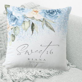 Sweet sixteen-blått ID912 för blommigt-miniatyrdia Kudde