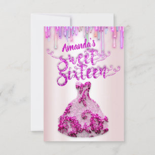 Sweet sixteen Blommigt Dress Royal Unicorn Drift Inbjudningar