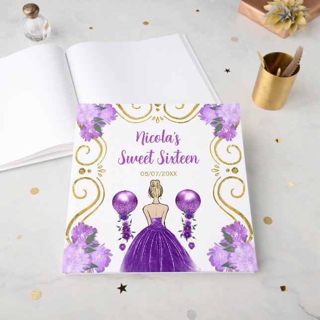 Sweet Sixteen Blonde Princess in Purple Gästböcker (Framsidan öppen)