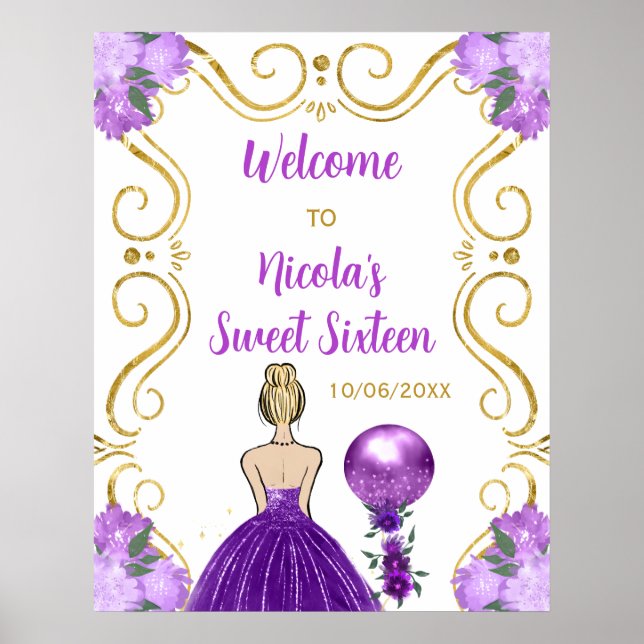 Sweet sixteen Blonde Princess Lila Välkommen Poster (Framsidan)