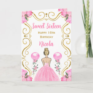 Sweet sixteen Blonde Princess Rosa Grattis på föde Kort