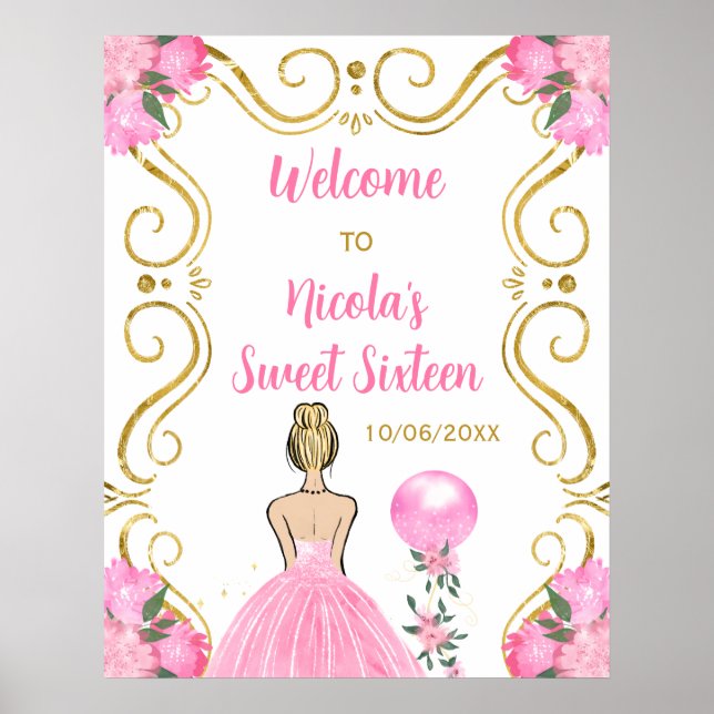 Sweet sixteen Blonde Princess Rosa Välkommen Poster (Framsidan)
