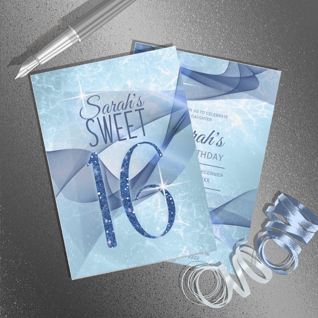 Sweet sixteen Blue ID652 Inbjudningar (Skapare uppladdad)