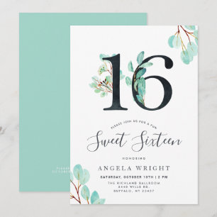 Sweet sixteen Botaniska födelsedag Inbjudningar