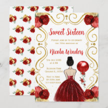 Sweet sixteen Brown Hair Princess i Red