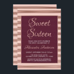 Sweet sixteen Burgundy Ro Guld Inbjudningar<br><div class="desc">Burgundy Maroon Ro Guld stripe Födelsedagsfest inbjudan på Svarta bakgrunden. Denna inbjudan är perfekt för den burgundiska Maron Ro Guld Sweet 16-Födelsedagsfesten tittar fira en 16:e Sverige 16-Födelsedagsfest. Kontakta designern om du vill matcha objekt.</div>