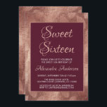 Sweet sixteen Burgundy Ro Guld Inbjudningar<br><div class="desc">Burgundy Maroon Guld Sweet sixteen Metallic Foil Autumn (Fall) Lämnar Födelsedagsfest inbjudan på Black Background. Denna inbjudan är perfekt för den burgundiska Maron Ro Guld Sweet 16-Födelsedagsfesten tittar fira en 16:e Sverige 16-Födelsedagsfest. Kontakta designern om du vill matcha objekt.</div>