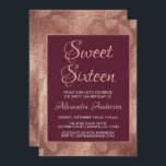 Sweet sixteen Burgundy Ro Guld Inbjudningar<br><div class="desc">Burgundy Maroon Guld Sweet sixteen Metallic Foil Autumn (Fall) Lämnar Födelsedagsfest inbjudan på Black Background. Denna inbjudan är perfekt för den burgundiska Maron Ro Guld Sweet 16-Födelsedagsfesten tittar fira en 16:e Sverige 16-Födelsedagsfest. Kontakta designern om du vill matcha objekt.</div>