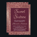 Sweet sixteen Burgundy Ro Guld Inbjudningar<br><div class="desc">Burgundy Maroon Guld Sweet sixteen Metallic Foil Animal Print Födelsedagsfest inbjudan på Black Background. Denna Vild Safari-inbjudan är perfekt för den burgundy Maroon Ro Sweet 16-Födelsedagsfest som tittar att fira en 16:e Sverige 16-Födelsedagsfest. Kontakta designern om du vill matcha objekt.</div>