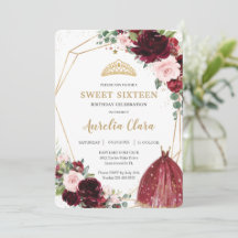 Sweet sixteen Burgundy Rosa Blommigt 16:e födelsed