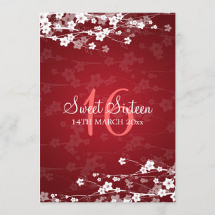Sweet sixteen Cherry Blommar Red Inbjudningar
