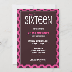 Sweet sixteen Choklad och Rosa  Partsinbjudningar Inbjudningar