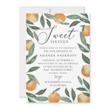 Sweet sixteen | Citrus Orange & Greenery Birthday