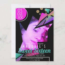 Sweet Sixteen Club Style Neon Inbjudningar