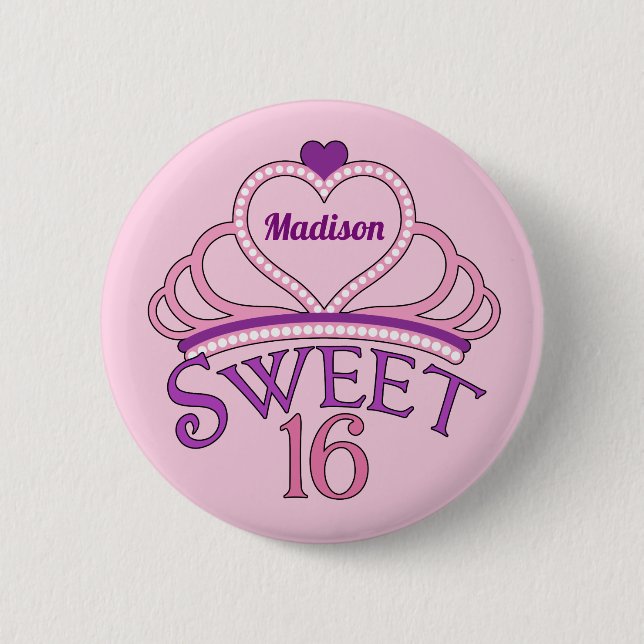 Sweet sixteen Cute Tiara Birthday Girl Knapp (Framsida)