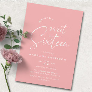 Sweet sixteen Dagens moderna Rosa för flickor 16 Inbjudningar