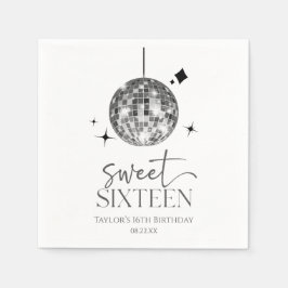 Sweet sixteen Disco Boll 16:e Födelsedagsfesten Pappersservett