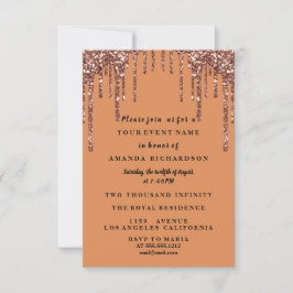 Sweet sixteen Dress Glitter Drip Black Orange Inbjudningar