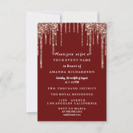 Sweet sixteen Dress Glitter Drip Burgundy Inbjudningar