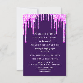 Sweet sixteen Dress Glitter Drip Rosa Drift Plum Inbjudningar