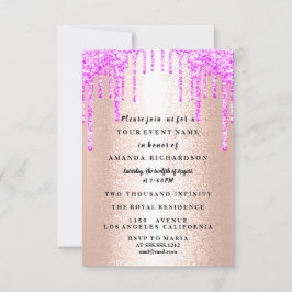 Sweet sixteen Dress Glitter Drip Rosa Drift Ro Inbjudningar