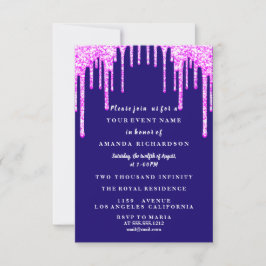 Sweet sixteen Dress Glitter Drip Rosa Drip Blue Inbjudningar
