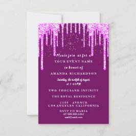 Sweet sixteen Dress Glitter Drip Rosa Drips Berry Inbjudningar