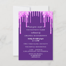 Sweet sixteen Dress Glitter Drip Rosa Drips Lila Inbjudningar